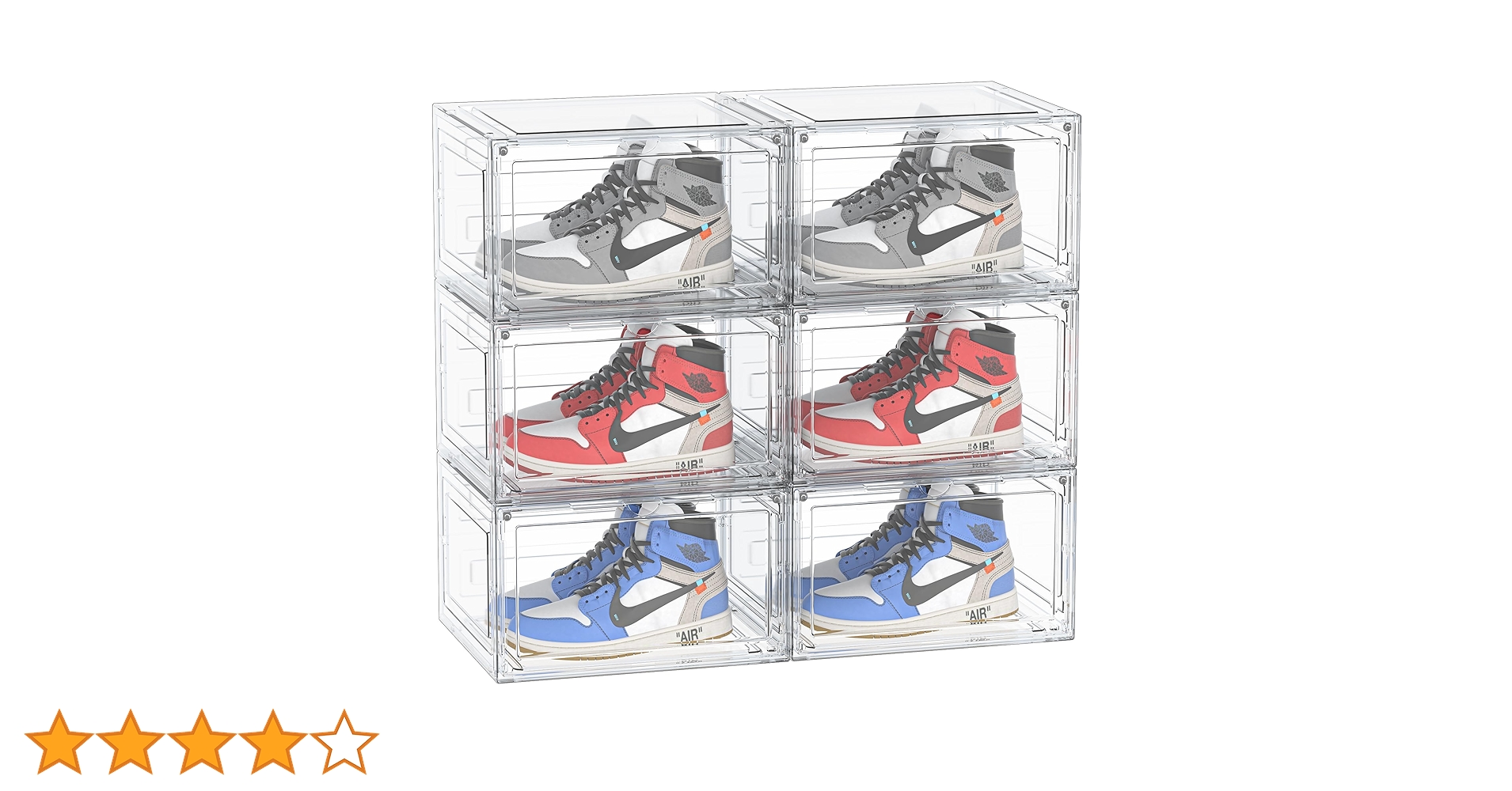 Amazon｜シューズボックス 6個大容量収納ボックス 透明なフロント